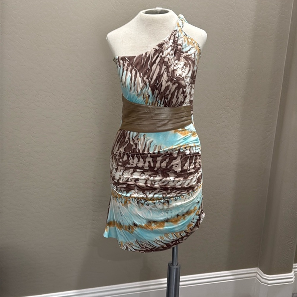Sky One Shoulder Asymmetrical Dress - Lg.